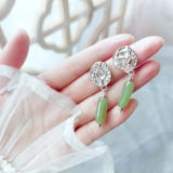 Ретро серьги из нефрита, серебро 999 пробы, 2021 года, по фигуре