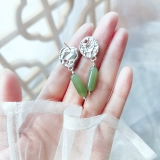 Ретро серьги из нефрита, серебро 999 пробы, 2021 года, по фигуре