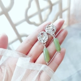 Ретро серьги из нефрита, серебро 999 пробы, 2021 года, по фигуре