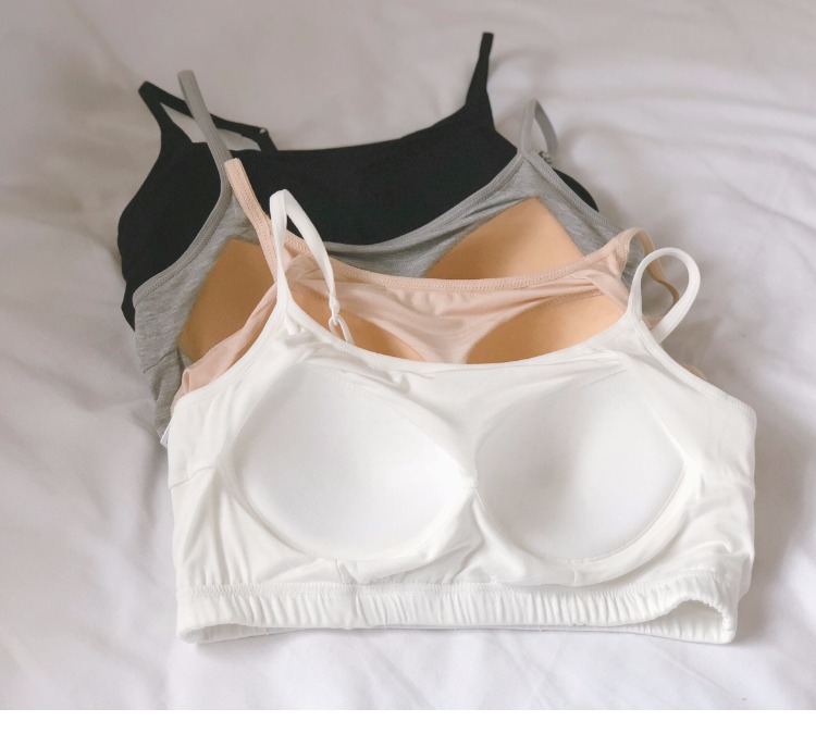 Bra tích hợp ống top Bra đen modal pad ngực bọc ngực nữ đáy vest thể thao đồ lót ngắn áo thun ba lỗ nữ ôm
