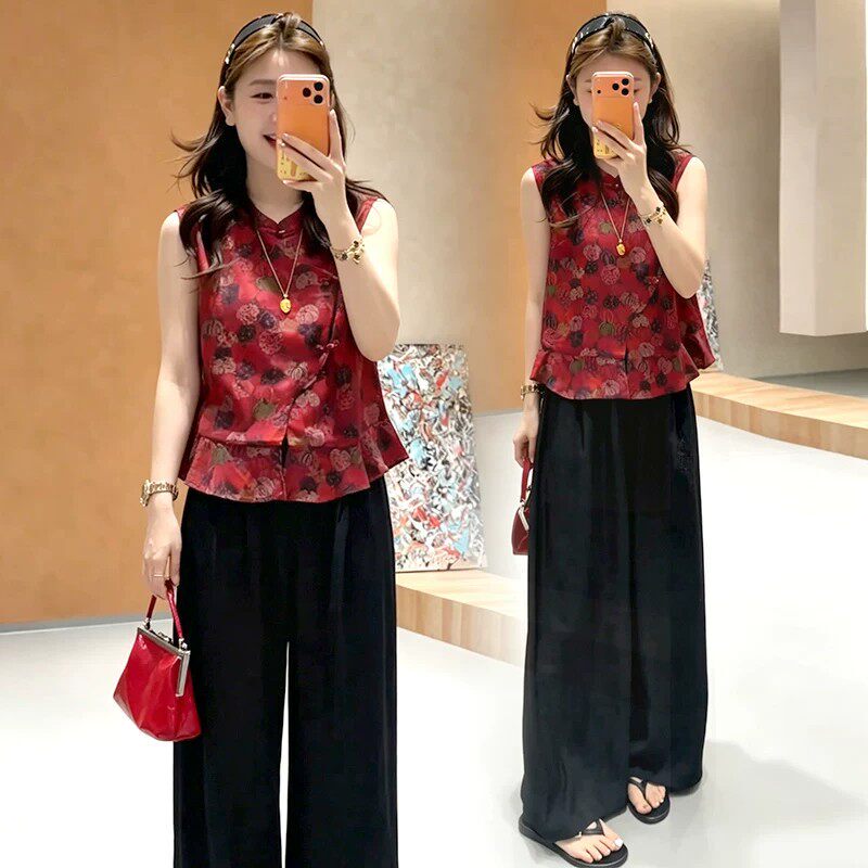 New Chinese-Style National Fashion Suit for Women, 2026 Summer New Model, This Year's Trendy, Super Stylish, Age-Reducing Two-Piece Set