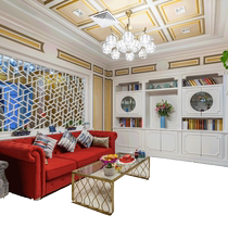 Letaotao wood makes light luxury living room wall panel space dado sofa wall solid wood new Chinese style wall panel whole house customization