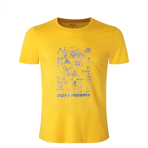 埃森图 Хлопковая комфортная трендовая базовая футболка с круглым воротником для отдыха, короткий рукав