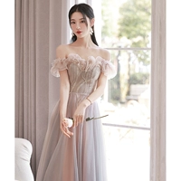 Розово-фиолетовый, сиреневый, длинный, средней длины, открытые плечи