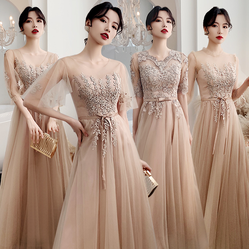 Bridesmaid dress female 2023 new summer fairy temperament long sister skirt slim wedding boudoir honey group simple and generous