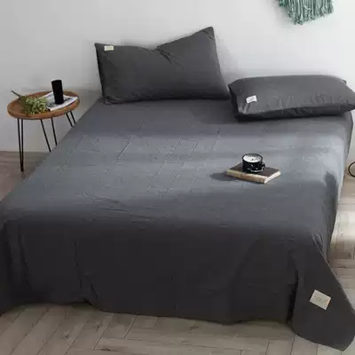 Cotton washed cotton sheets single piece pure cotton Japanese plain student dormitory single double sheet 1 5 meters 18 m bed