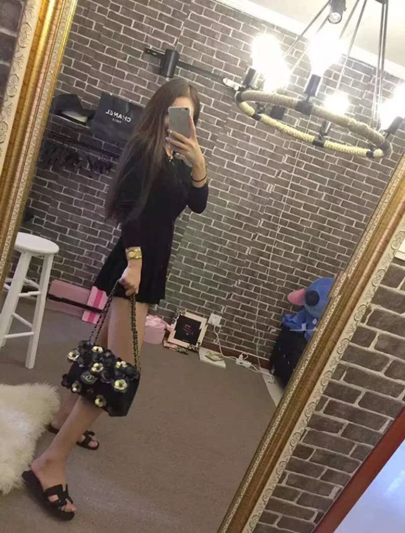 Mùa thu mô hình mới cho dài- tay khí sexy mỏng eo bao phủ thịt chân dài đan đầm váy đầm cho người mập