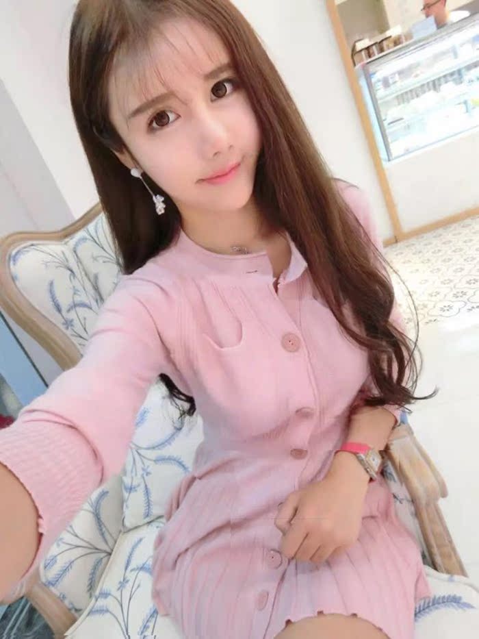 Mùa thu mô hình mới cho dài- tay khí sexy mỏng eo bao phủ thịt chân dài đan đầm váy đầm cho người mập