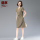 Casual cotton and linen dress for women, summer loose short-sleeved middle-aged and elderly mothers, small linen temperament and western style skirt