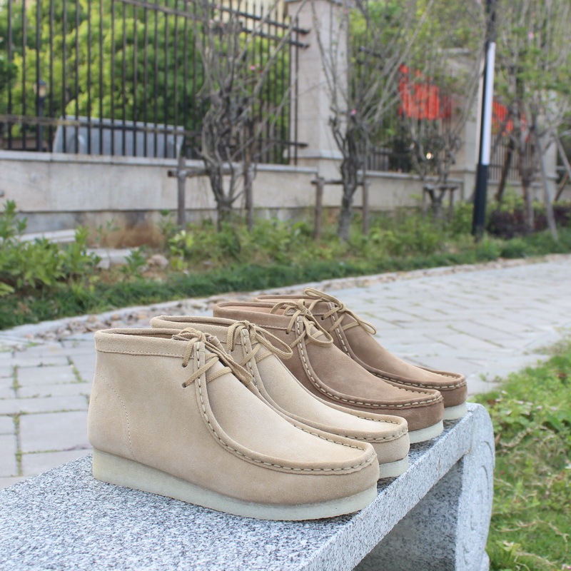 Kangaroo Shoes Men's Short Boots Classic Casual Leather Shoes Wallabee British Style Cow Suede Genuine Leather Rubber Sole