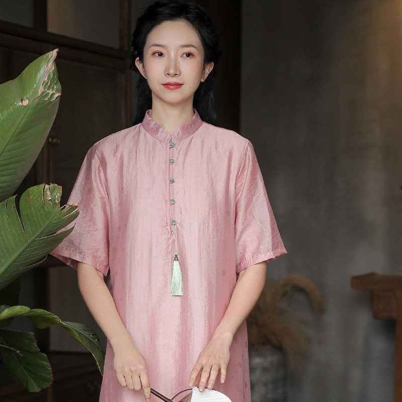 Buddhist meditation Merit's gentle Tea Department Temperament Young style Eardresses Costumes Fairy's Fairy Qi Tea Dress Pure Color Summer