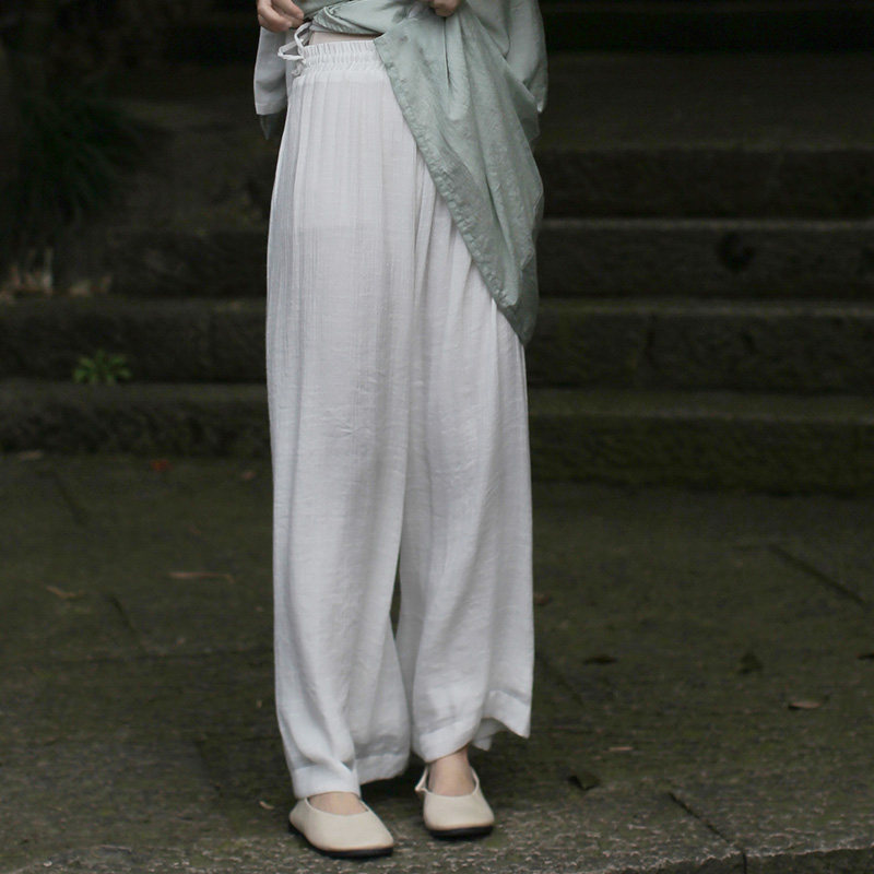 Loose Retro Style Casual Wide Pants Summer Women's Thin style Feeling Covered with Pants Feet Tea Suit Pants Cool Fairy Pants