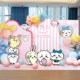 Jiyikawa Usachi boy and girl baby first birthday scene layout KT board balloon decoration party background