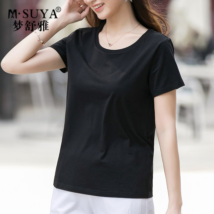 梦舒雅T恤女基础款2018夏季新款低圆领打底衫