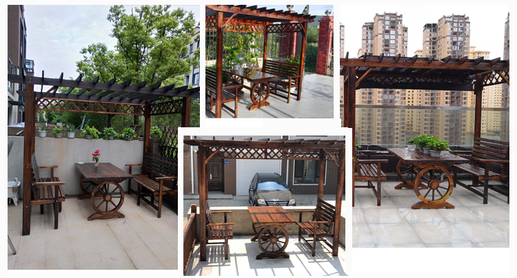 Ngoài trời rắn gỗ nho giá vườn giải trí bàn ghế kết hợp chống ăn mòn nhà gỗ gazebo ban công gỗ vườn nho - Kệ kệ treo tường đẹp