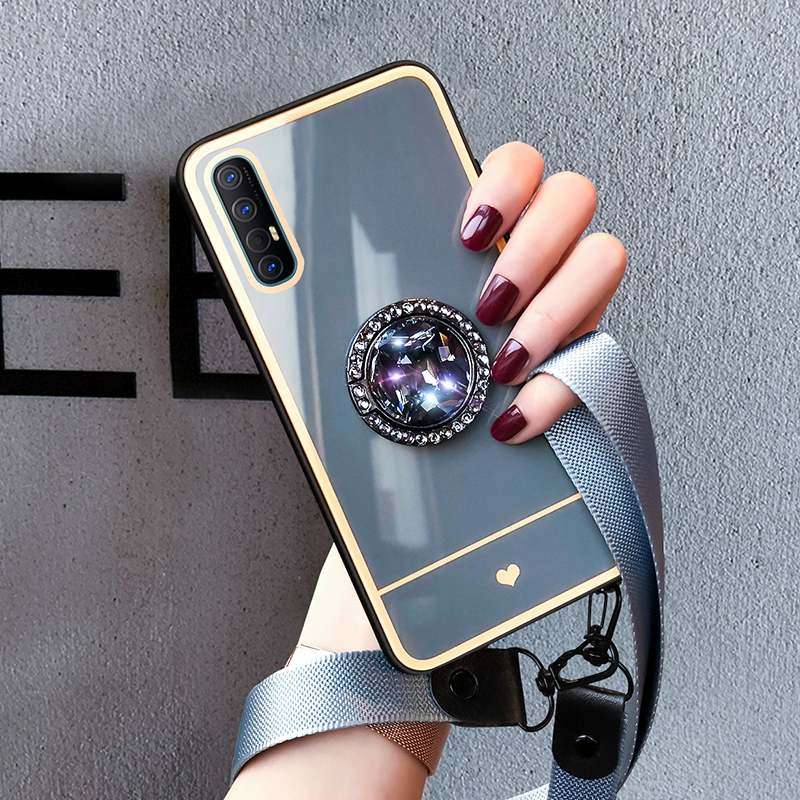 Ốp lưng điện thoại di động OppoReno nữ cải tạo vỏ bảo vệ Reno2 triều rung 2Z net người nổi tiếng giống nhau Kính cường lực sáng tạo ACE ốp lưng điện thoại di động cải tiến 5G chiều dài dây buộc vòng khung khoan 10 lần - Nhẫn