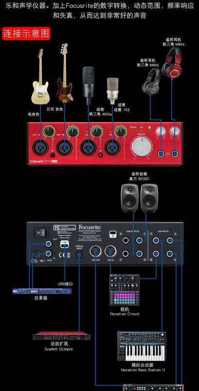 Foxter Focusrite Clarett 8 Thẻ ghi âm ngoài âm thanh Arranger Nhạc cụ Giao diện âm thanh - Nhạc cụ MIDI / Nhạc kỹ thuật số