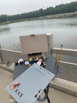 Mini Portable Easel Oil Painting Box Wood Multifunctional Easel Black Walnut Solid Wood Frame Black Carbon Fiber Panel