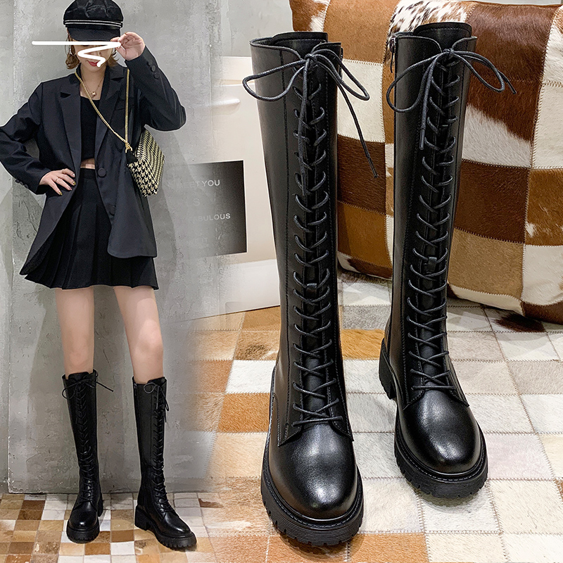 Boots Children's Boots 2021 New British Wind Martin High Barrel Knight Net Red Thin Knee Boots