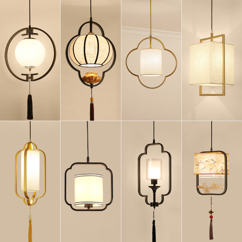 New Chinese bedroom bed chandelier Modern Chinese small chandelier Chinese style retro entrance lamp Corridor aisle lamp