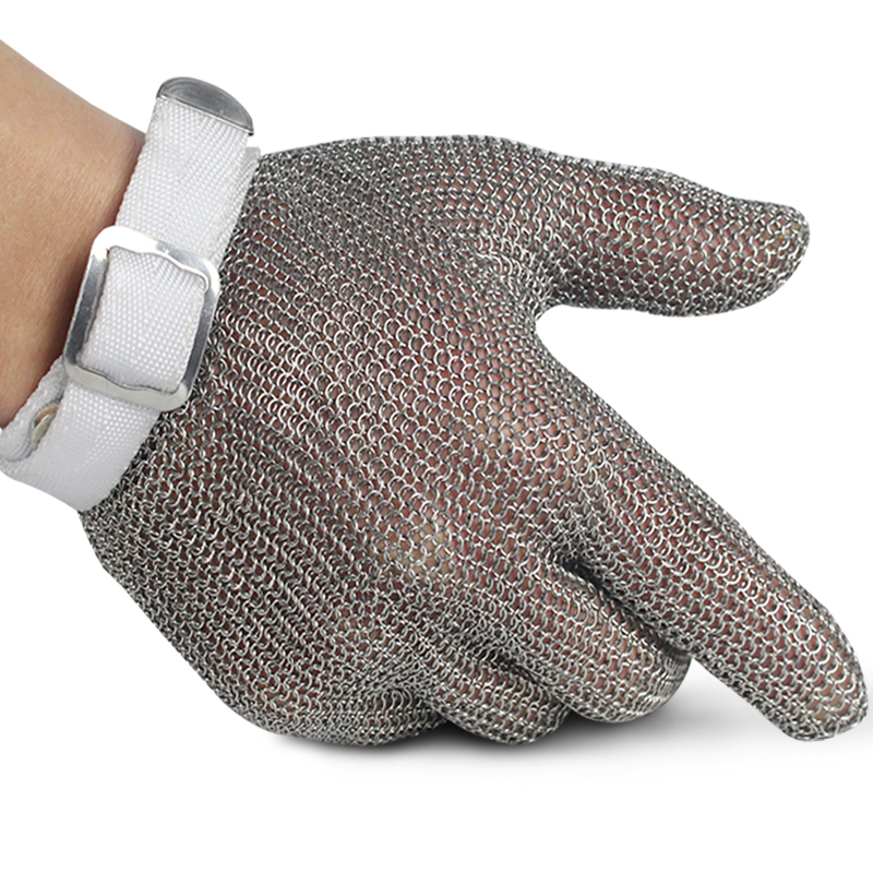 304 stainless steel wire gloves Slaughter metal cutting protection tactical five finger steel ring anti-cutting gloves Anti-cutting