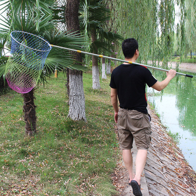 3 meters stainless steel fishing fishing net Fishing net pocket fishing net rod fishing net rod Fishing gear copy fish net telescopic operating net folding