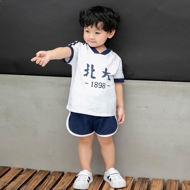 Primary school students T-shirts Peking University boys and girls boys and girls baby Tsinghua tops summer summer clothes new sister and brother clothes summer