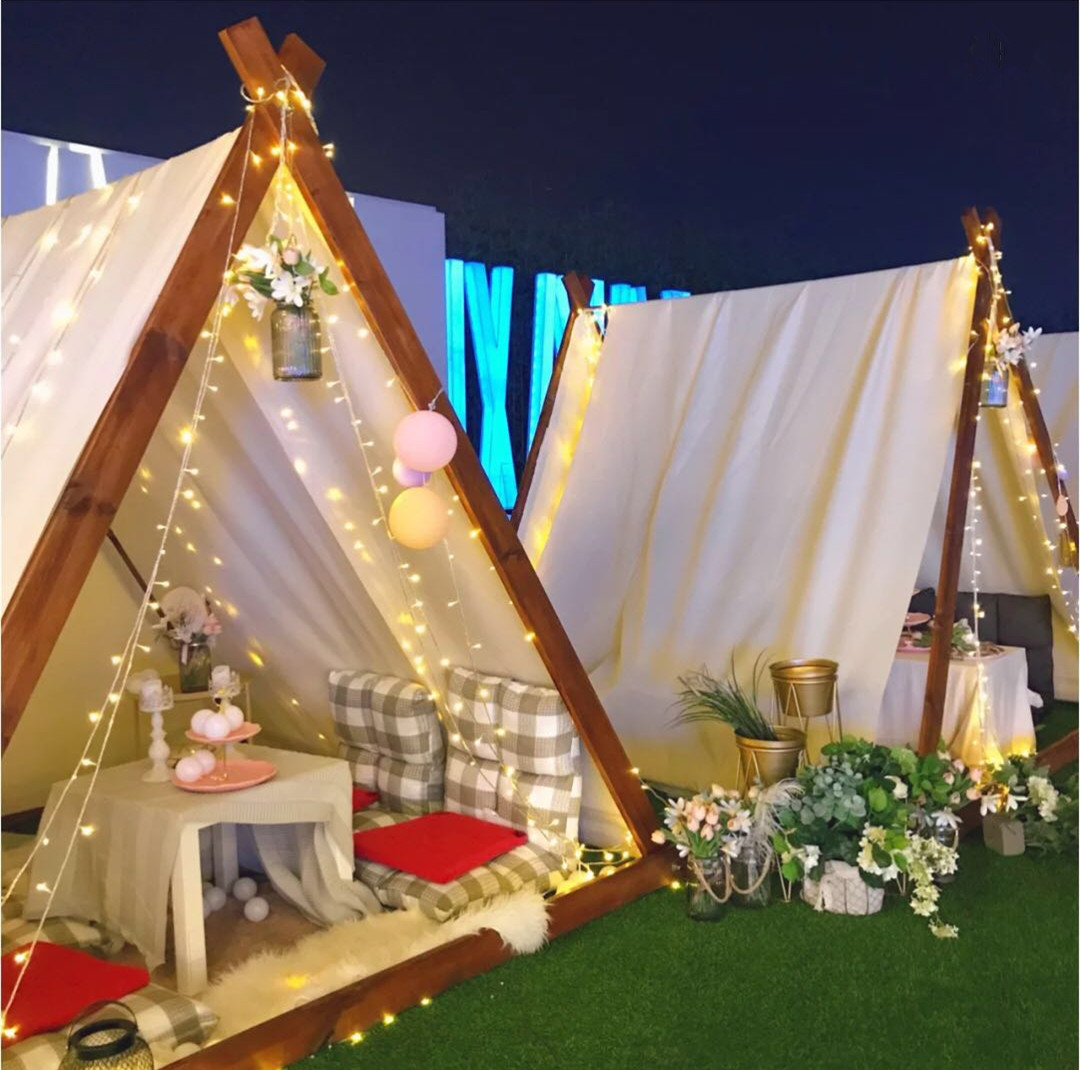 Nordic ins wind triangle tent outdoor net red hot pot picnic Indian adult starry sky coffee restaurant cottage