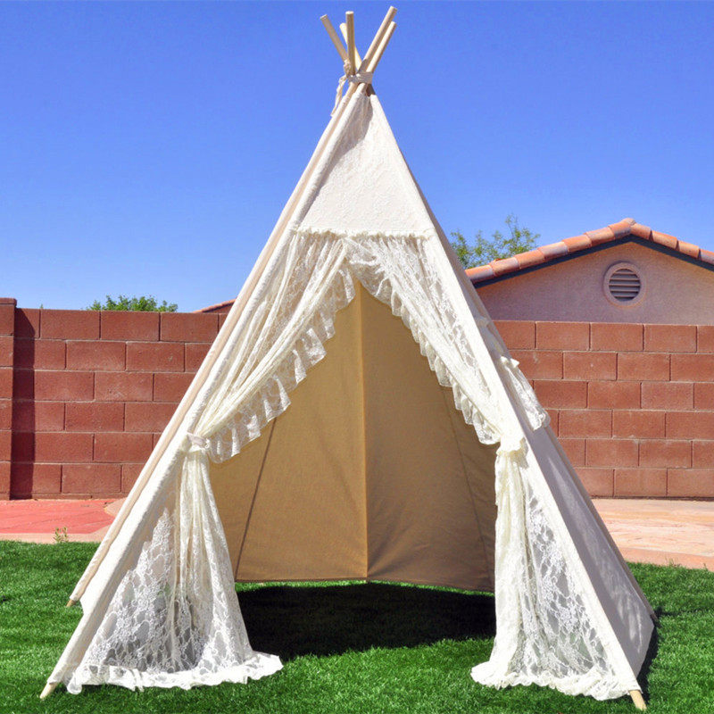 In White Picnic Indian Style Adults Tent Indoor Princess Lace Party Girl Game House