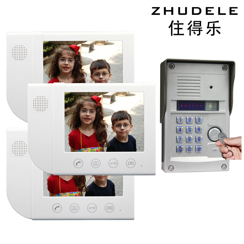 Live Music Color Visible Doorbell 700 Line 8 3 inch One drag Three password swipe unlock 638TM3