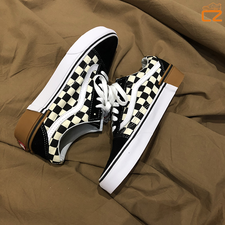 Trồng giày thể thao vans os kẻ sọc đen trắng cổ điển nối cao su thô dưới đáy mùa hè nam và nữ giày vải thấp giày the thao nữ sneaker