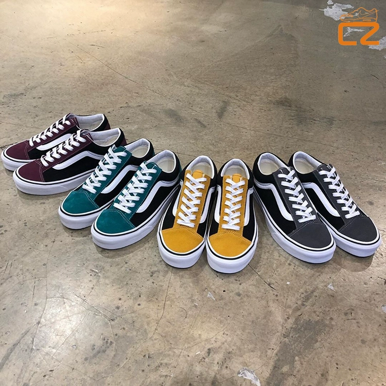 Giày tăng trưởng vans style 36 đen vàng đen xám đen xanh cổ điển cho nam và giày vải đế thấp - Plimsolls