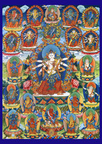 Decorative portrait Buddha statue of the twenty-one Gods of Wealth portrait photo paper printing and plastic sealing