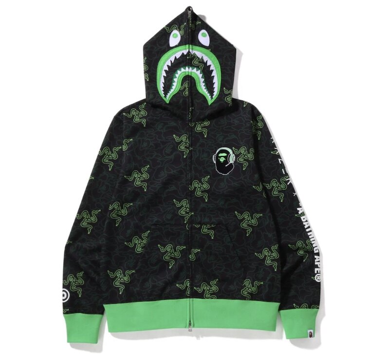 BAPE x UNDEFEATED聯名夾克黑底迷彩鯊魚MA1外套秋季休閒男裝夾克A