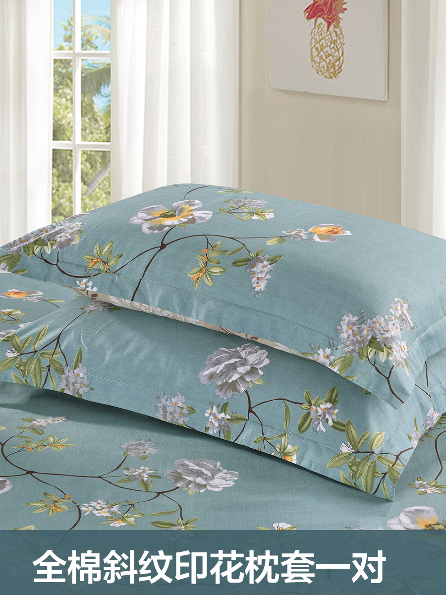 Pillow case cotton cotton pair large single 48*74cm adult garden flower 100% cotton envelope pillowcase