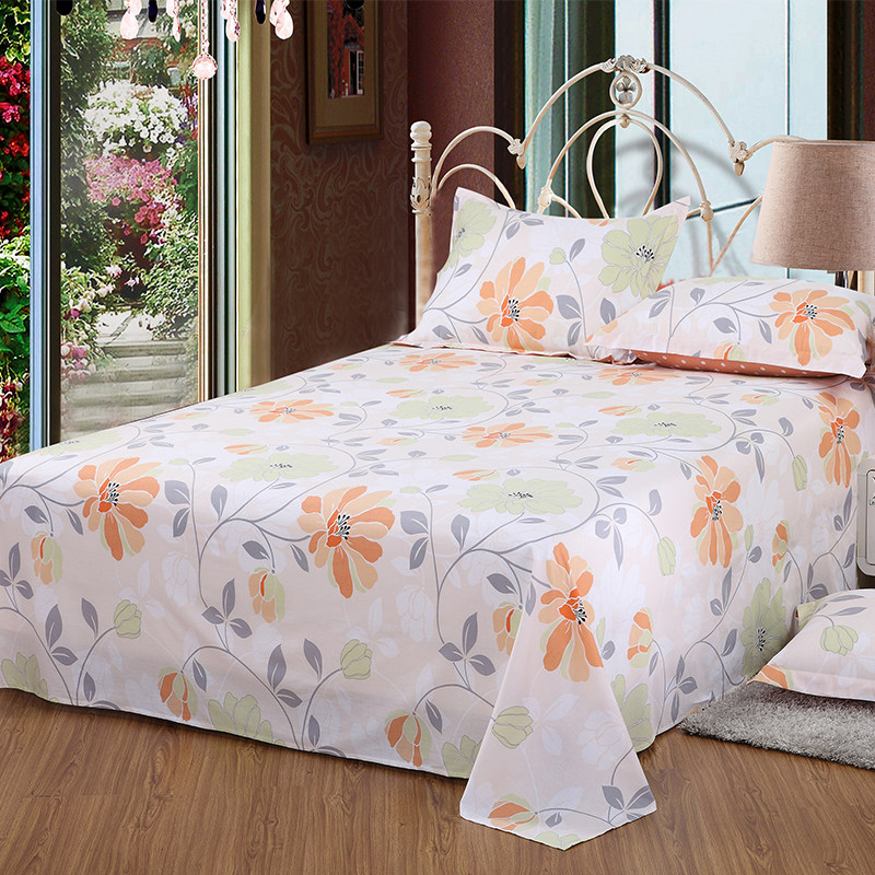 Yujiali bed single cotton 1 5m 1 8m bed Summer girls single double cotton dormitory bed single flower