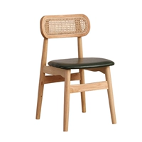 Цвет массива дерева, черная мягкая кожаная подушка, натуральный ротанг из массива дерева.