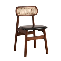 Цвет ореха, черная мягкая кожаная подушка из цельного дерева, натуральный ротанг