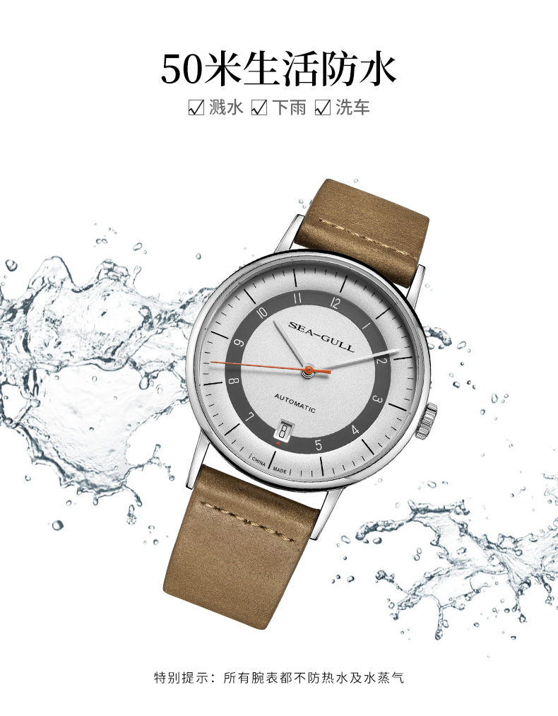 海鸥 Seagull 国民系列 男6098自动机械表 真皮表带 图6