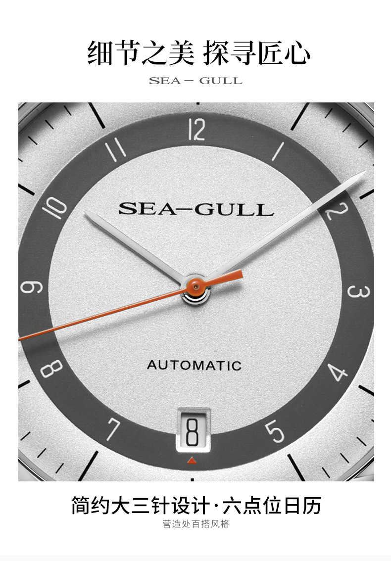 海鸥 Seagull 国民系列 男6098自动机械表 真皮表带 图8