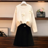 Демисезонное модное шерстяное платье, комплект, большой размер, подходит для полных девушек, по фигуре