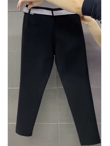 Весенние черные штаны, костюм для отдыха, большой размер, высокая талия