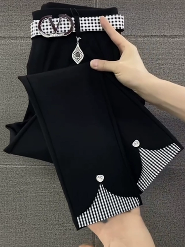 Весенние черные штаны, костюм для отдыха, большой размер, высокая талия