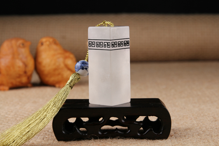 Tốt Qinghai đông lạnh ngọc hình chữ nhật con dấu túi khắc Jinshi khắc thư pháp và hội họa chương bộ sưu tập cuốn sách chương handmade chương trang sức phong thủy theo tuổi