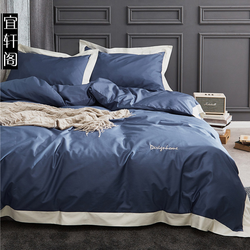 Italy imports 160 full cotton embroidered horse cotton pure Egyptian long suede cotton gonne satin brief about four pieces