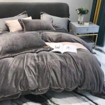 Imported Japanese carved Velvet crystal velvet thickened Falavia jacquard solid color warm Nordic light luxury four-piece set