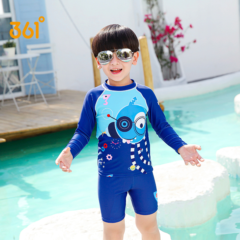 361 Children's swimsuit Male and female children's two-piece sunscreen quick-drying long-sleeved trousers Professional sports children's swimsuit for middle and large children