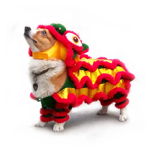 Pet Cat, собака Dog Dance Dance Lion Duplicate Lion Одежда. Сетка красные, как цветы, тот же средний согнутый собачья колокол Lion Service