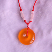 Natural yellow chalcedony pendant ice seed safe buckle pendant wax color jade pendant