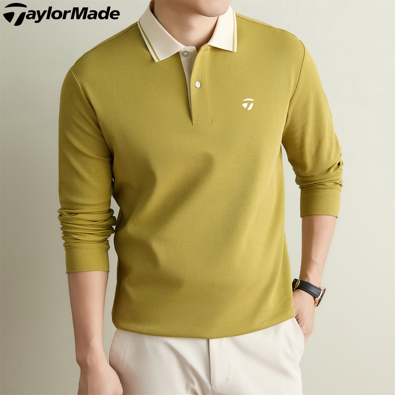 2026 Spring and Autumn Taylormade Golf Lapel Polo Shirt Men's Long Sleeve Breathable Sports Top